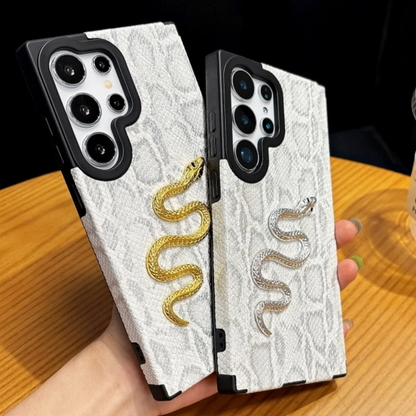 Luxury 3D Gold Snake Plating Leather Case - Samsung