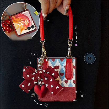 Romantic Love Heart Case with Bow Pendant - Samsung