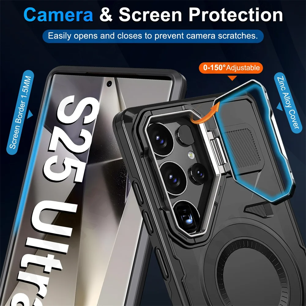 Military Grade Built-In-Camera Stand Cover Case-Samsung