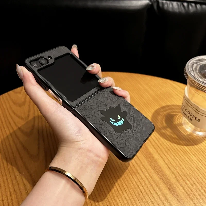 Galaxy Z Flip Series Artistic Anime Leather Emboss Case - Samsung