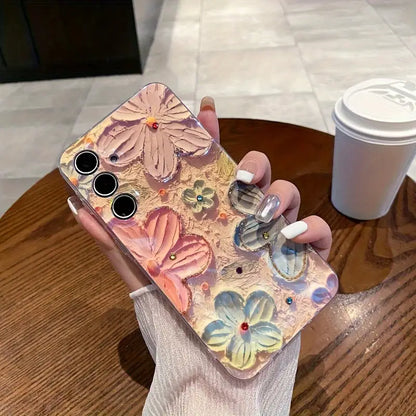 Retro Oil Painting Flower Case - Samsung