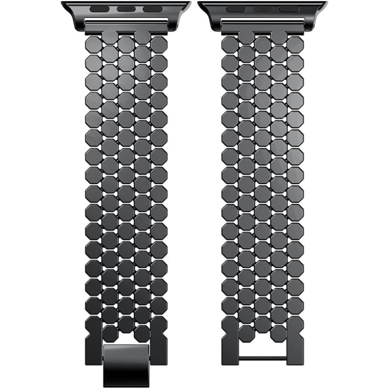 Modern Hex-Link Stainless Steel Watch Band