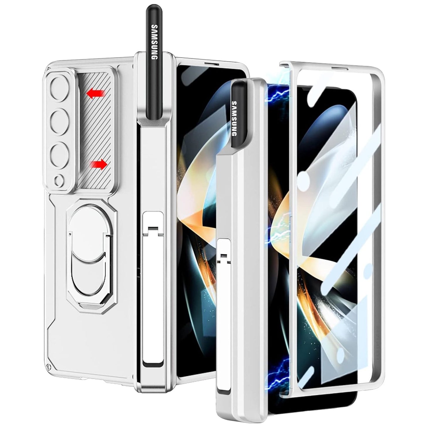 Galaxy Z Fold Series Multi Function Rugged Ring Holder Kickstand Case