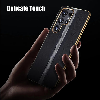 Elite Stripe Electroplated Leather Case