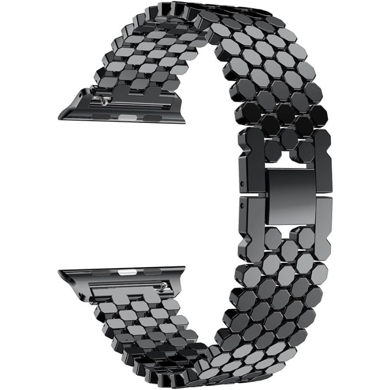 Modern Hex-Link Stainless Steel Watch Band