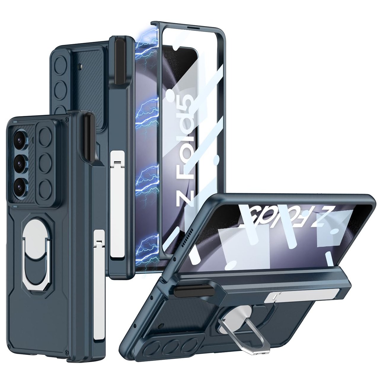 Galaxy Z Fold Series Multi Function Rugged Ring Holder Kickstand Case