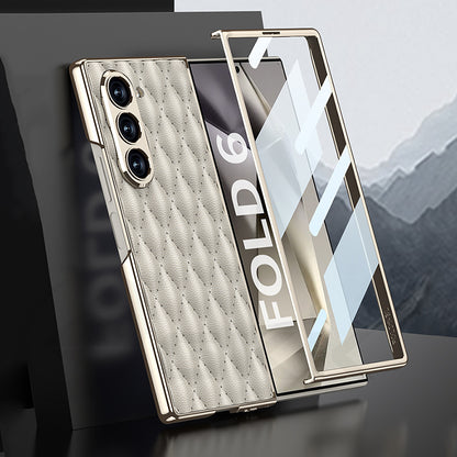 Galaxy Z Fold6 Luxury Diamond Plating Leather Case