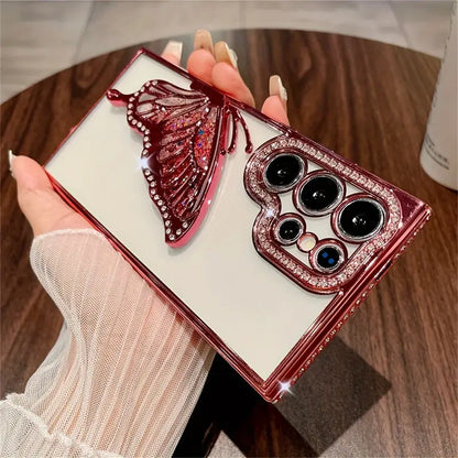 Glamorous Rhinestone Butterfly Glitter Case - Samsung
