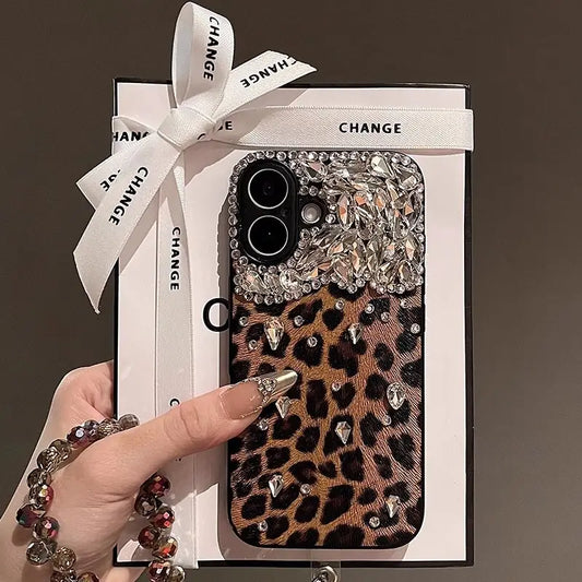 Leopard Diamond Bling Charm Case