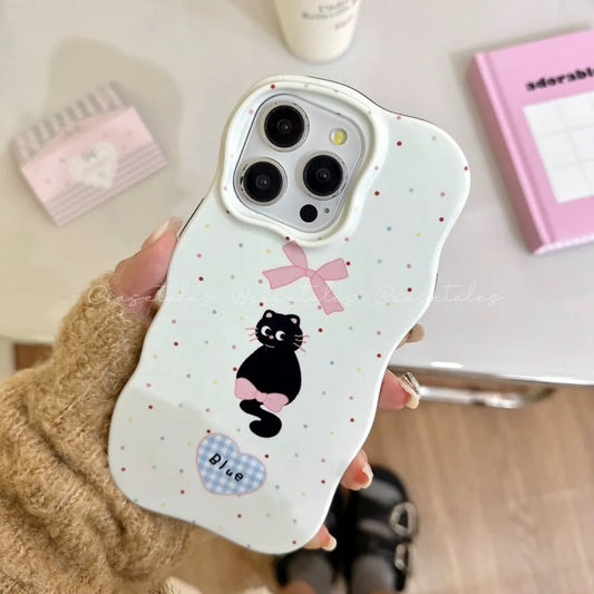 Adorable Black Cat with Pink Bow case - iPhone