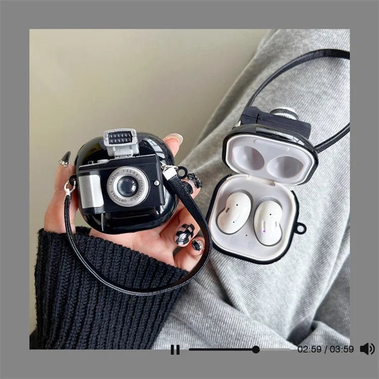 Retro Camera Designer Wireless Earphone Case for Galaxy Buds
