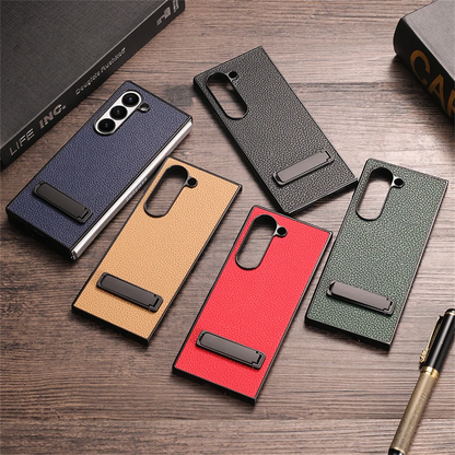 Galaxy Z Fold6 - Business Leather Invisible Stand Case