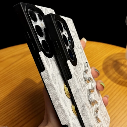 Luxury 3D Gold Snake Plating Leather Case - Samsung