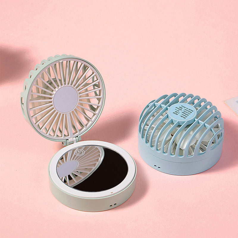 Hanging Touch LED Fan With Makeup Mirror