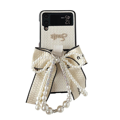 Beautiful Pearl Bow Case With Strap - Samsung