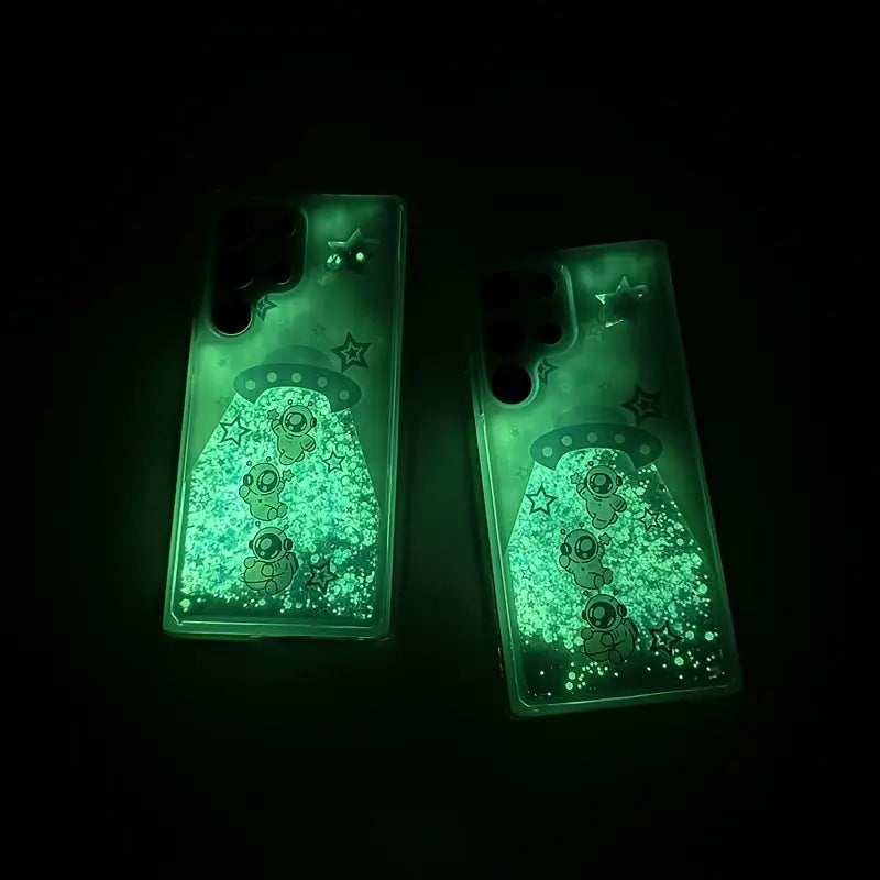 Galaxy Night Glow Liquid Glitter Case- Samsung