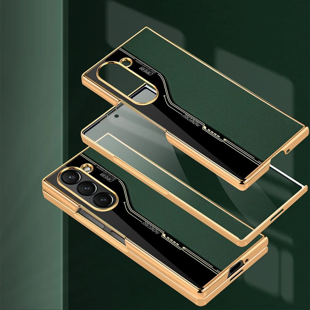 Galaxy Z Fold Series Luxury Plating Litchi Texture Case