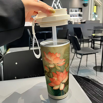Elegant Lotus Coffee Tumbler