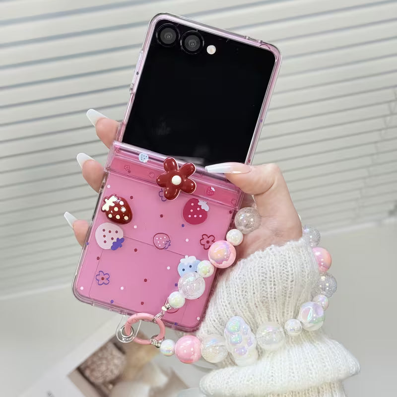 Galaxy Z Flip Series Strawberry Delight Pearl Accent Case