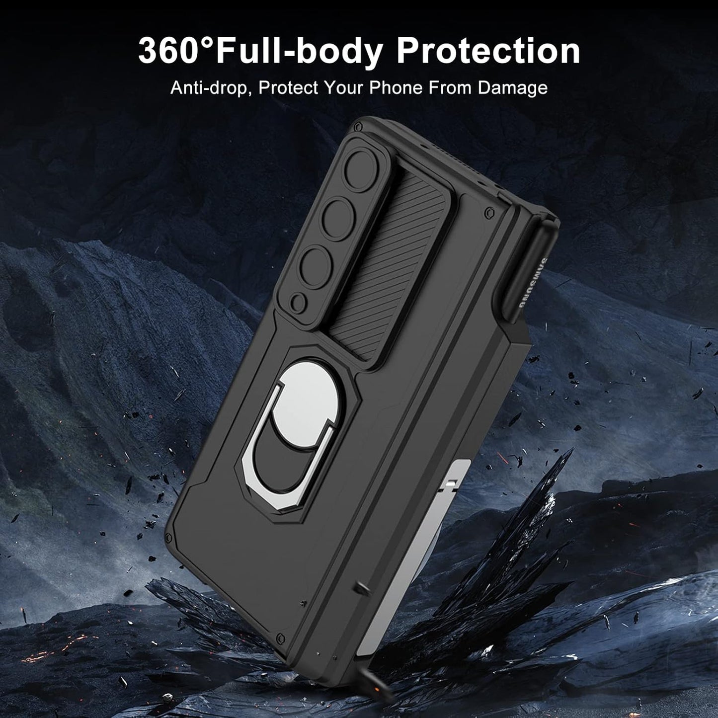Galaxy Z Fold Series Multi Function Rugged Ring Holder Kickstand Case