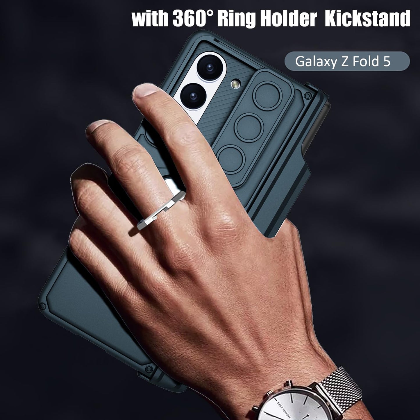Galaxy Z Fold Series Multi Function Rugged Ring Holder Kickstand Case