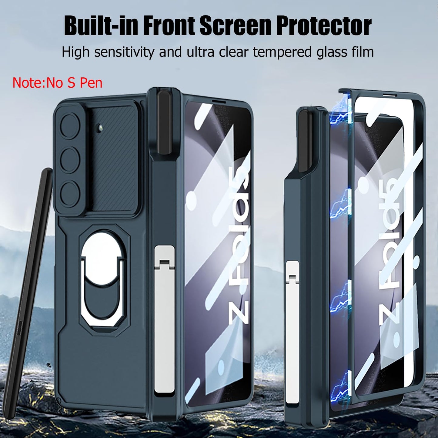 Galaxy Z Fold Series Multi Function Rugged Ring Holder Kickstand Case