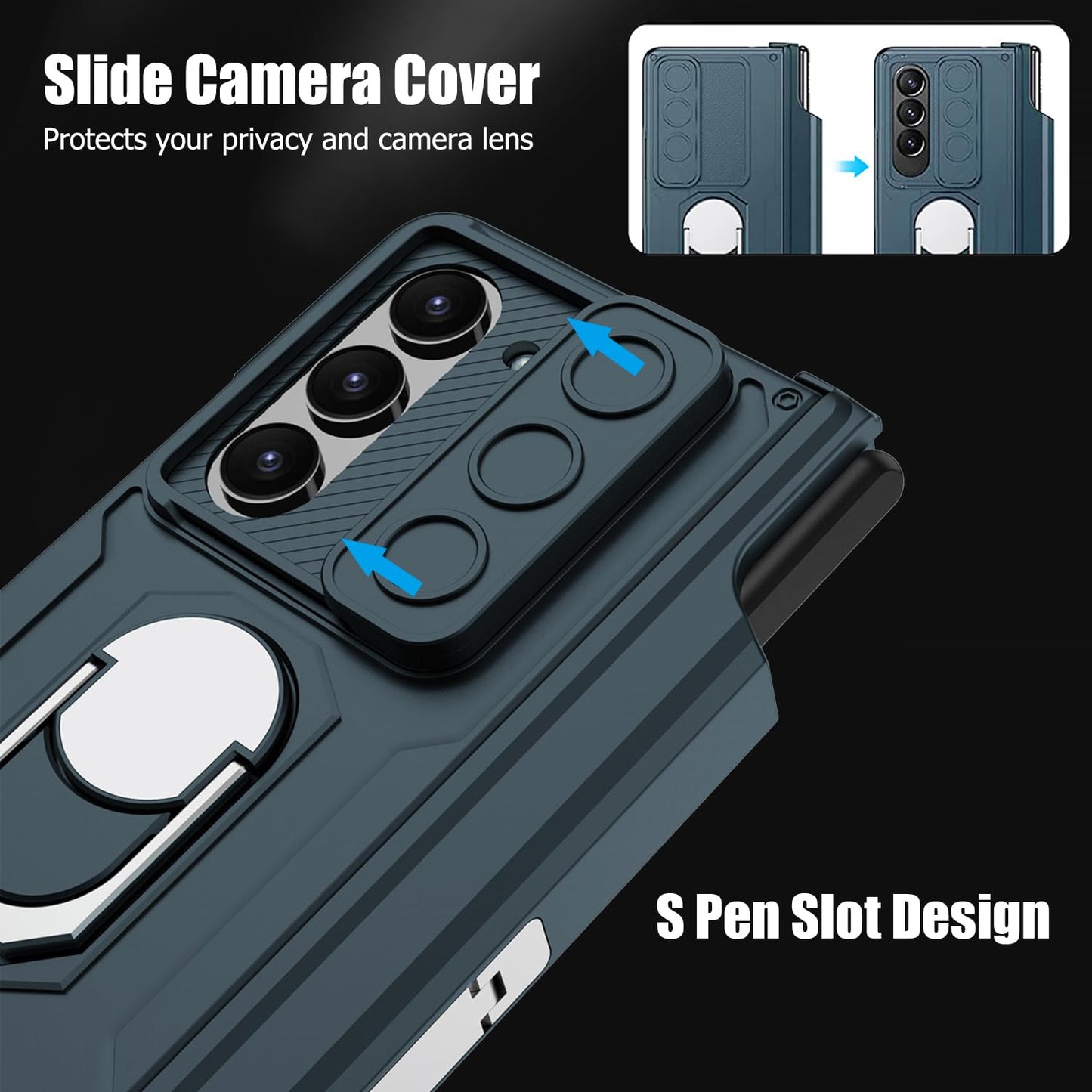 Galaxy Z Fold Series Multi Function Rugged Ring Holder Kickstand Case