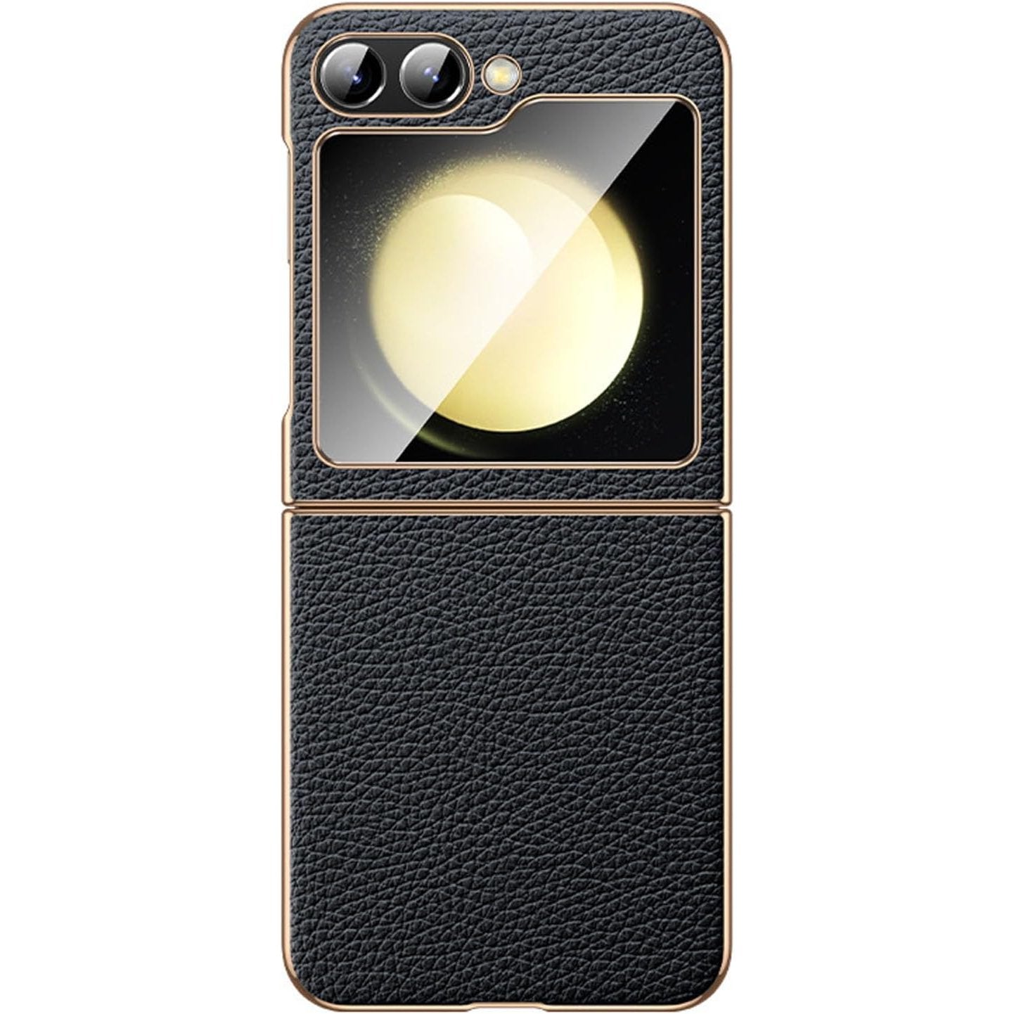 Galaxy Z Flip Series Minimalist Slim Genuine Leather Hard Back Case