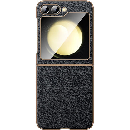 Galaxy Z Flip Series Minimalist Slim Genuine Leather Hard Back Case