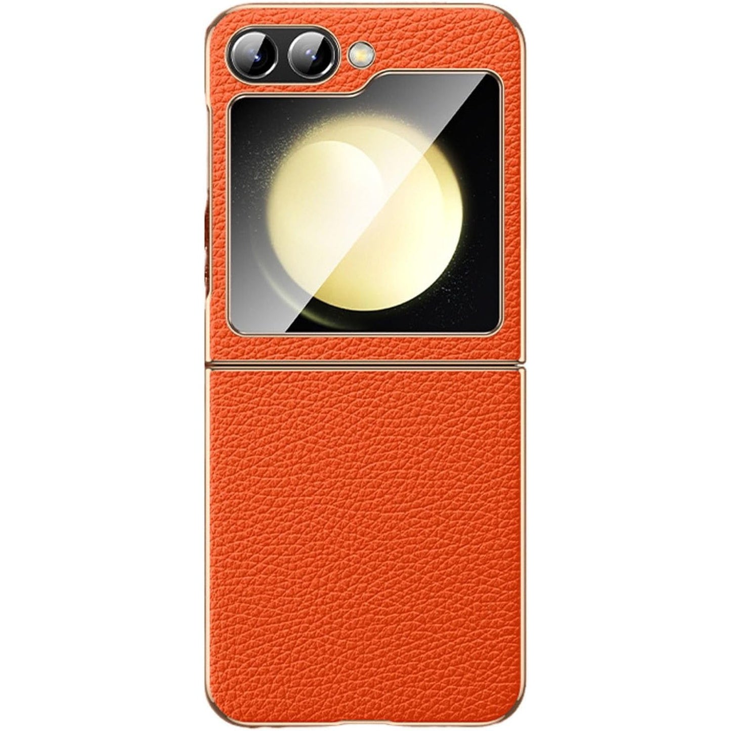 Galaxy Z Flip Series Minimalist Slim Genuine Leather Hard Back Case
