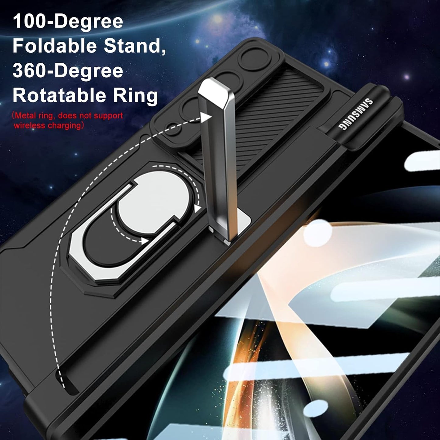 Galaxy Z Fold Series Multi Function Rugged Ring Holder Kickstand Case