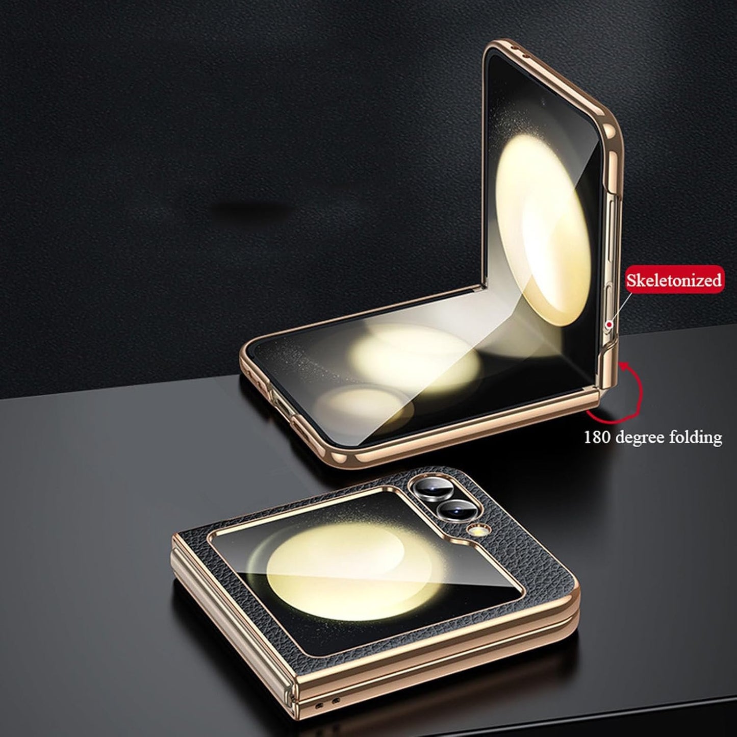 Galaxy Z Flip Series Minimalist Slim Genuine Leather Hard Back Case