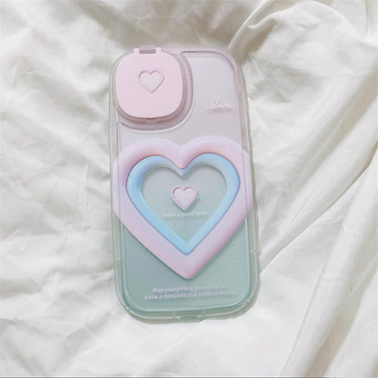 Pink & Blue Love Heart Mirror Case - iPhone