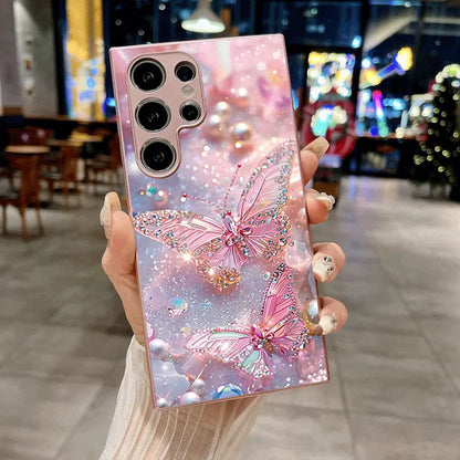 Butterfly Glitter Pearl Phone Case - Samsung
