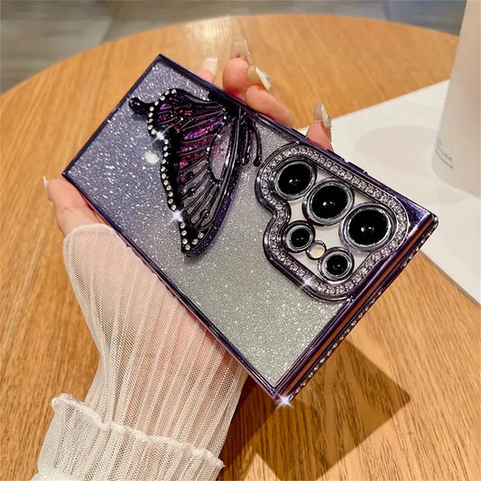 Glamorous Rhinestone Butterfly Glitter Case - Samsung