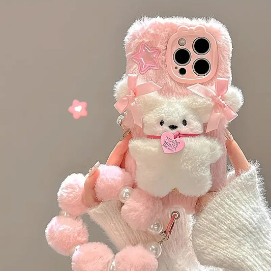Elegant Bow Bear Plush Case