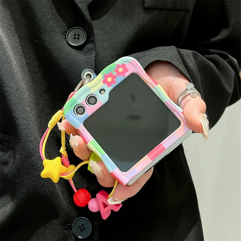 Colorful Wavy Flower And Smiley Face Case - Samsung