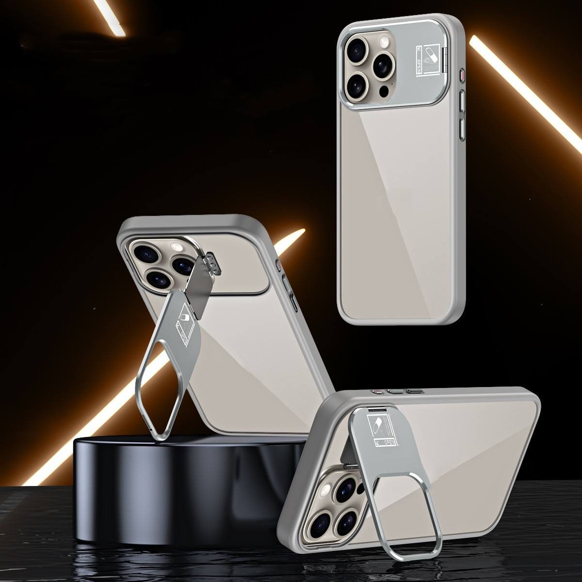 Sturdy Metal Stand Glass Case - iPhone