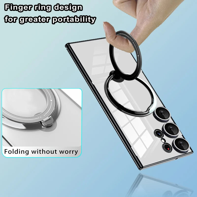 Rotating Magnetic Transparent Ring Holder Case-Samsung