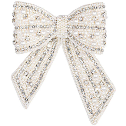 Radiant Crystal Bow Hair Barrette - Silver Sparkle