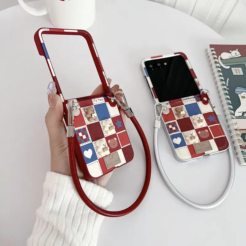 Cute Trendy Bear Lanyard Case - Samsung