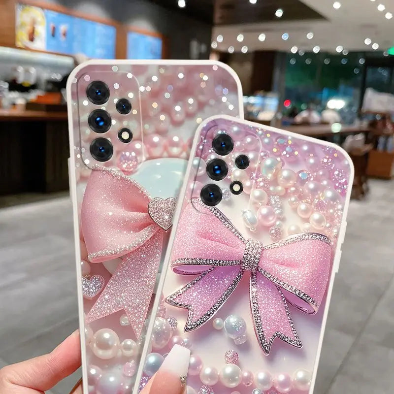 Glitter Bow and Pearl Phone Case - Samsung