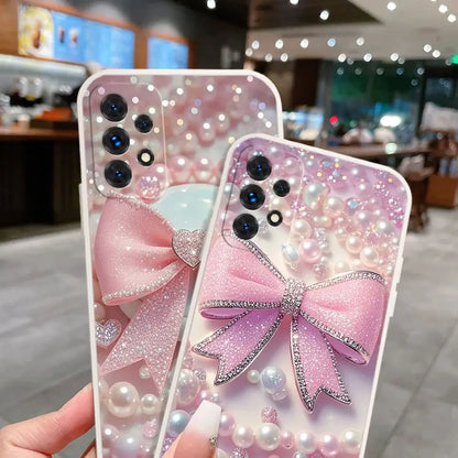 Glitter Bow and Pearl Phone Case - Samsung