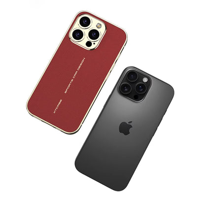 Exotic Plating Plain Leather Case - iPhone