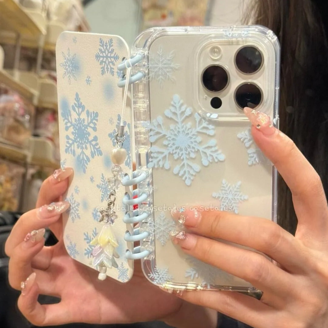 Adorable Snowflake Flip Case with Bead Charm