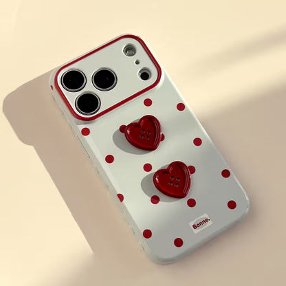 Cherry Love Heart Button Case