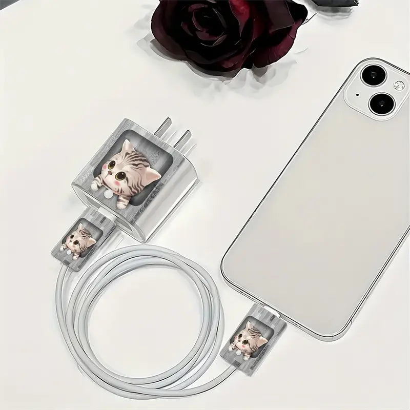 Cute Kitten Charger Protector Kit