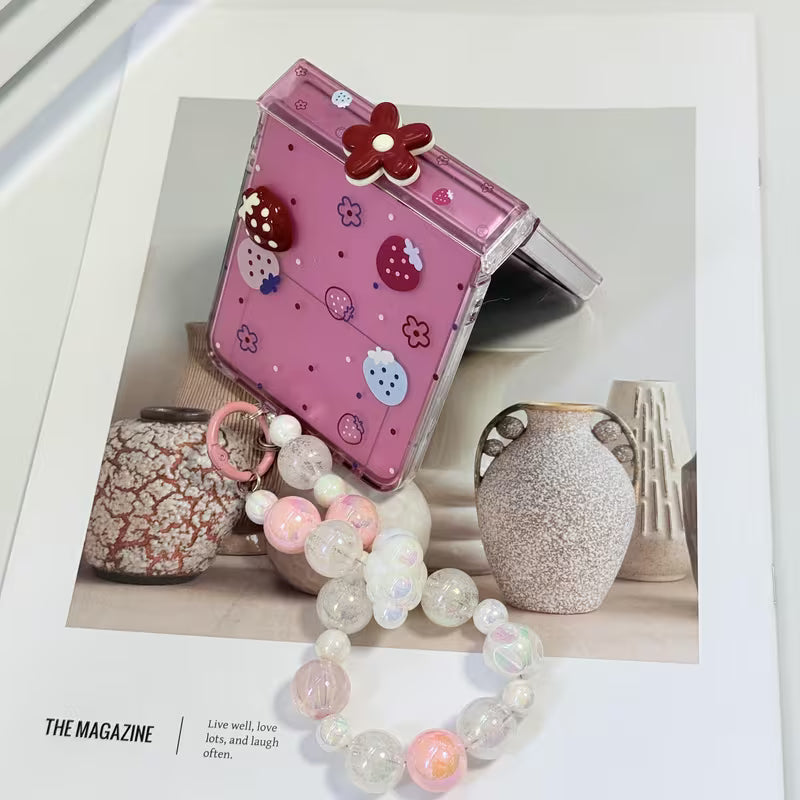 Galaxy Z Flip Series Strawberry Delight Pearl Accent Case