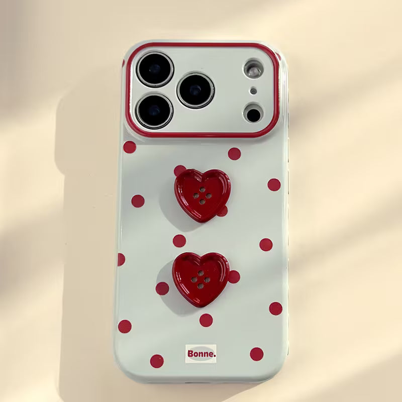 Cherry Love Heart Button Case