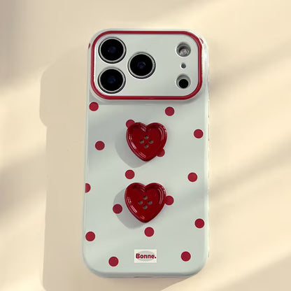 Cherry Love Heart Button Case